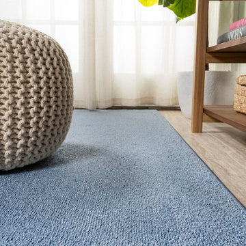 Haze Solid Low-pile Area Rug Classic Blue